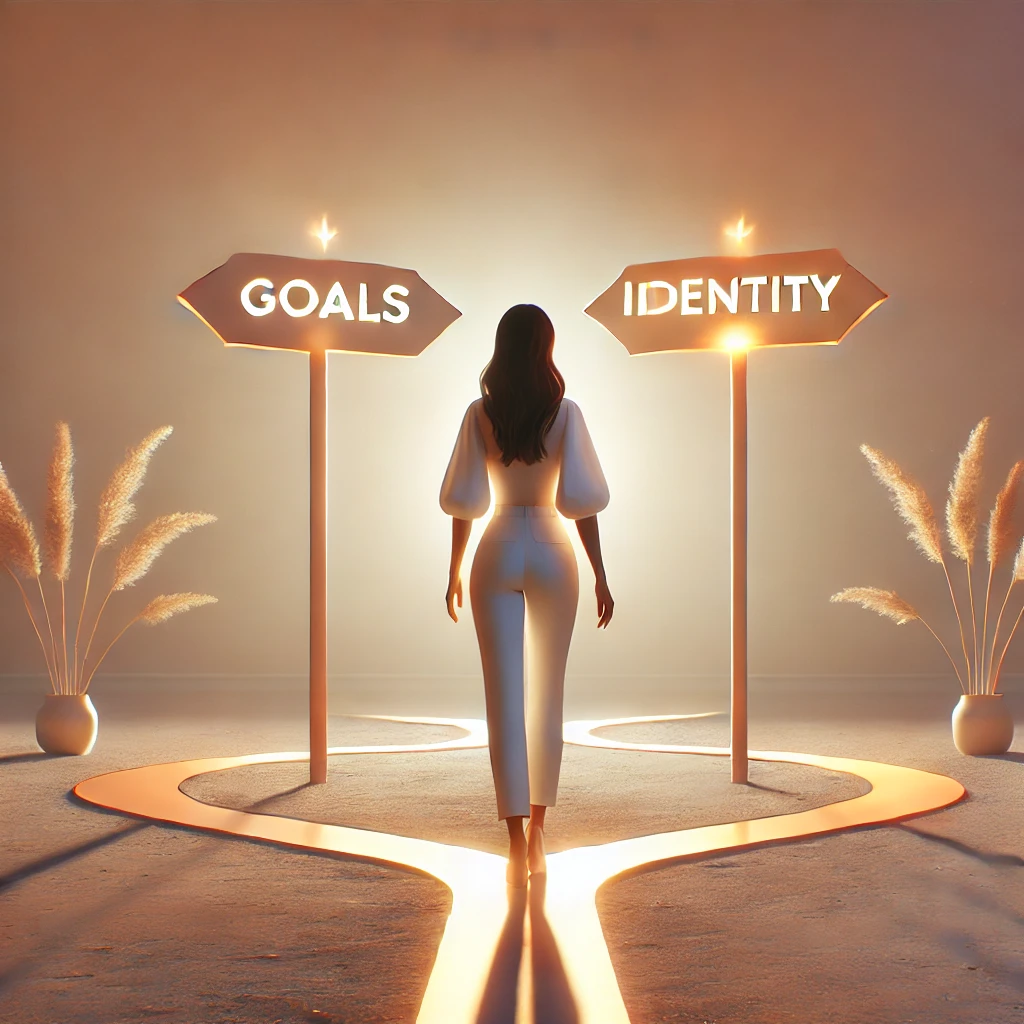 DALL·E 2025-02-06 14.16.47 - A minimalist and inspiring feature image representing identity-based habits, tailored for conscious, impact-driven female entrepreneurs. The image sho